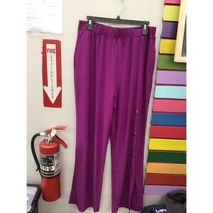 Antthony originals women’s wide leg pants size large purple gold buttons new HSN